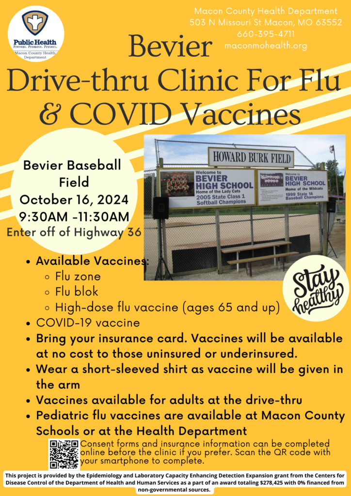 Bevier Drive-thru Flu & COVID Vaccination Clinic @ Bevier Ball Field